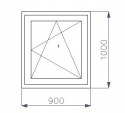OKNO PCV 900 x 1000 RU ZEWN. ANTRACYT 3 SZYBY