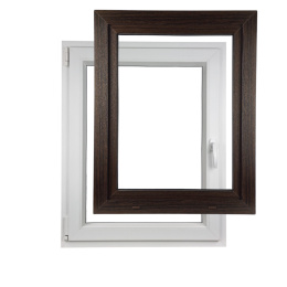 ALUCON OKNO PCV 1000x1100 / 1000 x 1100 mm Plastikowe 100x110 cm Zewnętrzny Ciemny Dąb Lewe