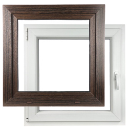 ALUCON OKNO PCV 1000x1000 / 1000 x 1000 mm Plastikowe 100x100 cm Zewnętrzny Ciemny Dąb Lewe